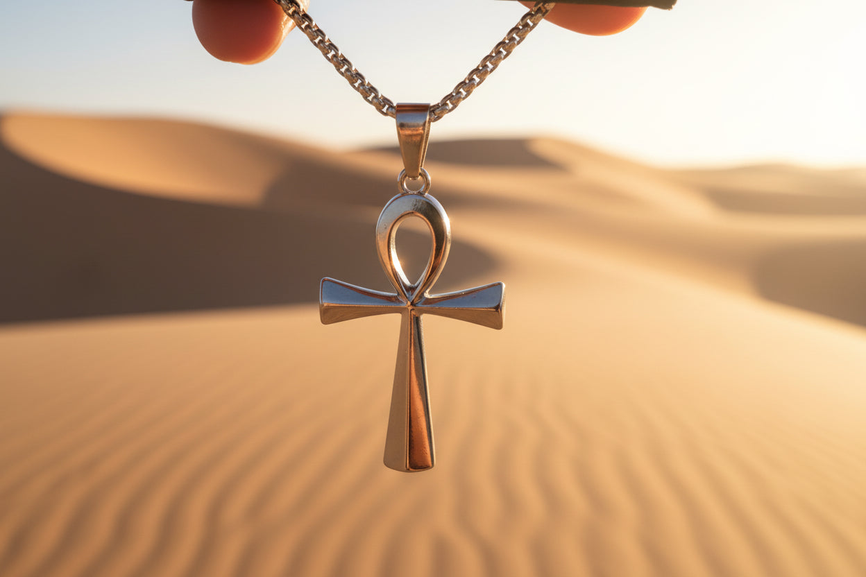 ANKH - Anhänger und Kette, Silberfarben