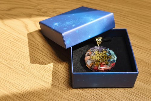 Chakren Anhänger (16eckig) mit Band, Energiefluß