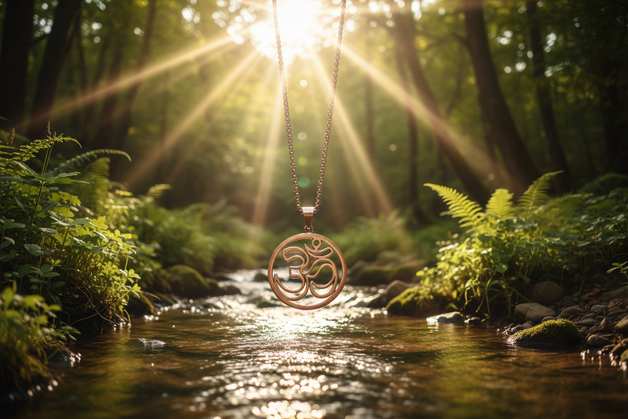 OM Kettenanhänger, Gold oder Silberfarben