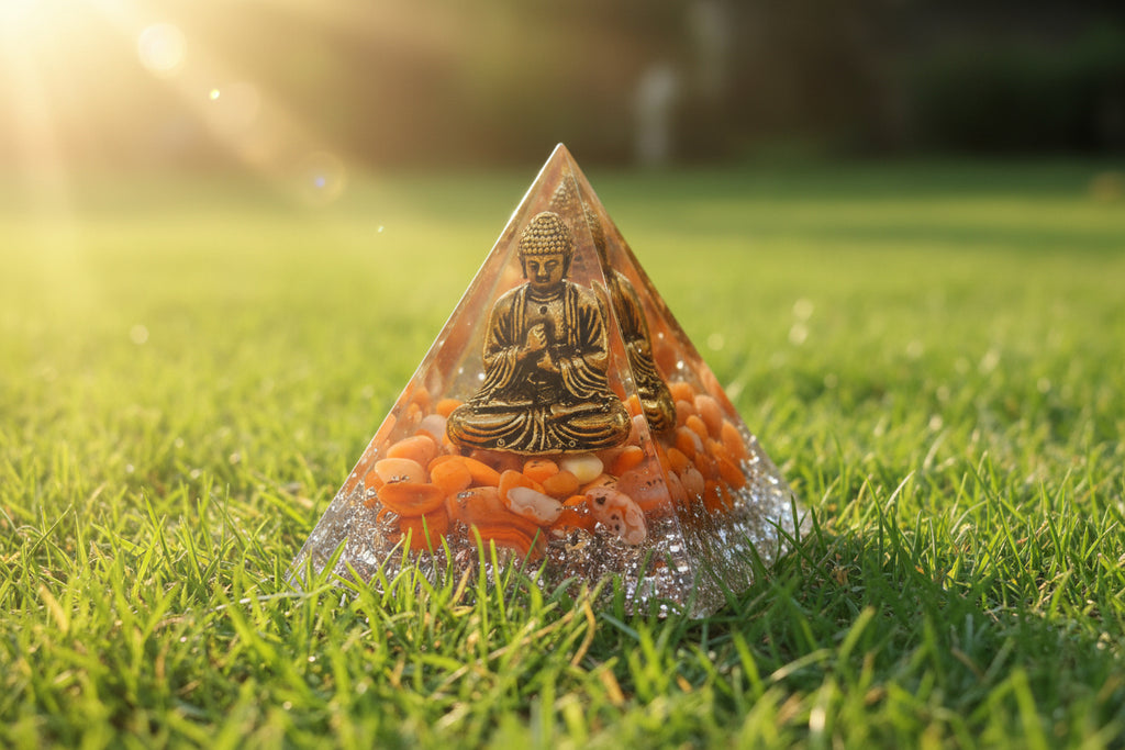 Orgonit Pyramide Buddha Gold