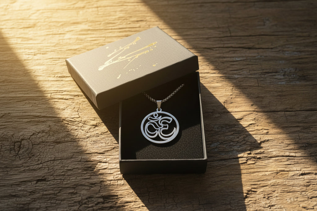 OM Kettenanhänger, Gold oder Silberfarben