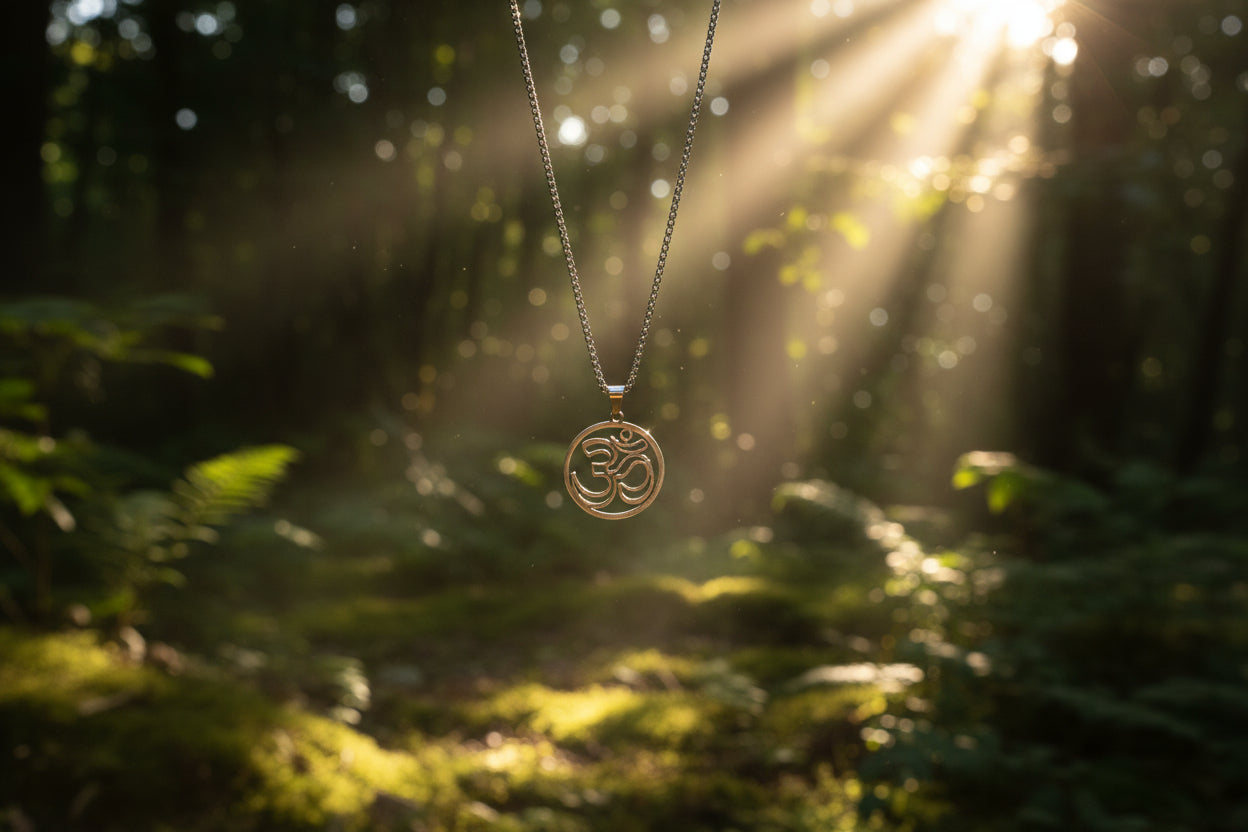 OM Kettenanhänger, Gold oder Silberfarben